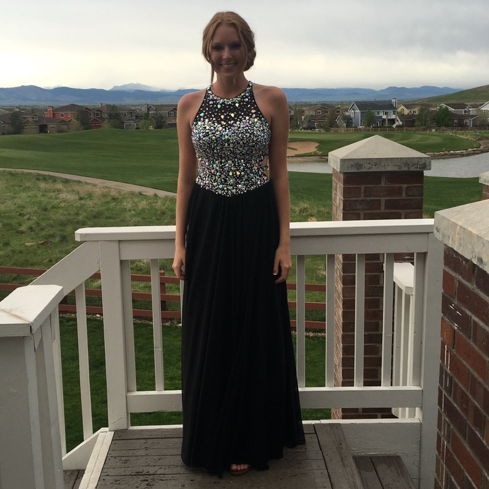 Black and Diamond Prom Dress
